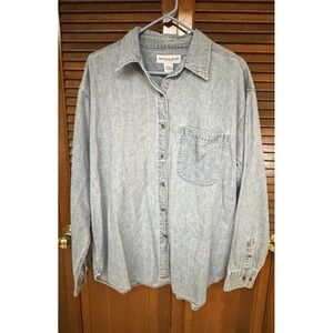 Vintage Montana‎ Blues Denim Shirt Men's L 100% Cotton Made in Hong Kong